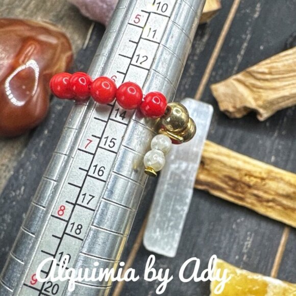 Alquimia by Ady Red and Gold Beaded Ring - Picture 2 of 2